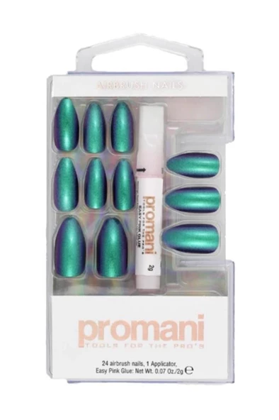 Promani Neon Petrol Takma Tırnak Kiti