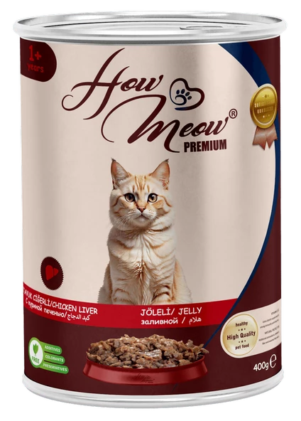 HOW MEOW 12 ADET JÖLELİ PARÇA ETLİ YETİŞKİN KEDİ YAŞ MAMASI TAVUK CİĞERLİ