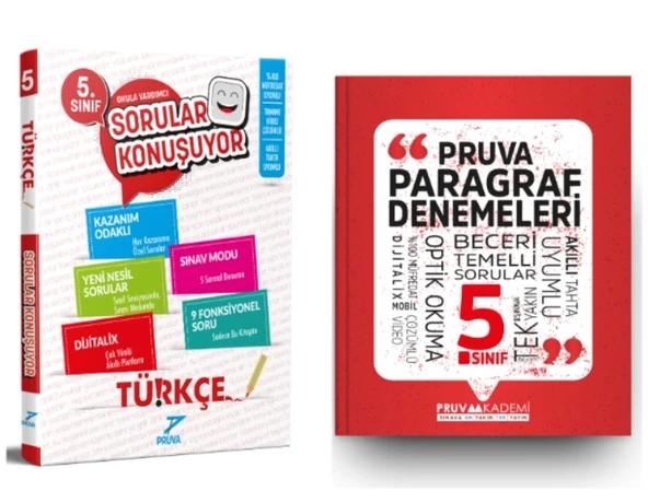 PRUVA AKADEMİ YAYINLARI 5.SINIF TÜRKÇE SORULAR KONUŞUYOR+PARAGRAF DENEME