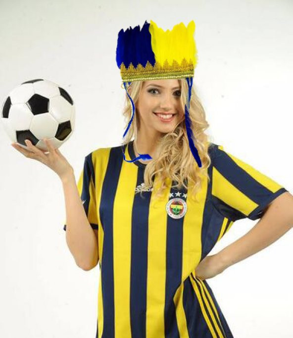 Parti Aksesuar Sarı Lacivert Fenerbahçe Taraftar Tüylü Saç Bandı