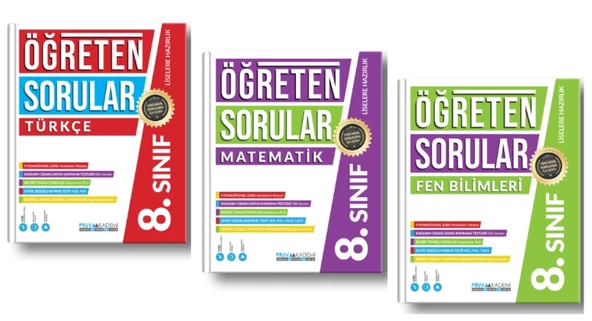 PRUVA AKADEMİ YAYINLARI 8.SINIF ÖĞRETEN SORULAR TÜRKÇE + MATEMATİK + FEN BİLİMLERİ