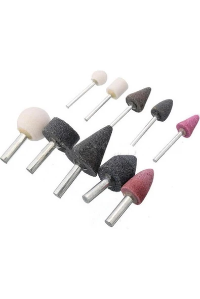 10 Parça Vız Vız Kalıpçı Taşlama Seti Gravür Taşlama Ucu Hobi Seti Gravür Seti Oyma Taşları - 6