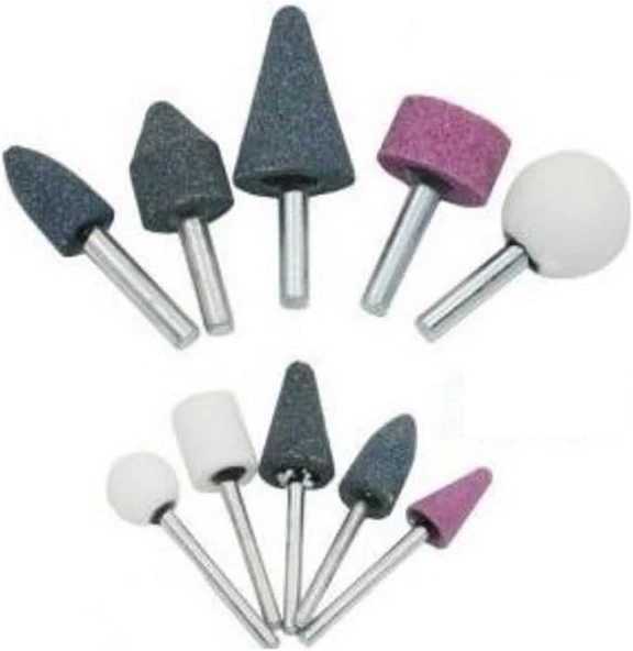 10 Parça Vız Vız Kalıpçı Taşlama Seti Gravür Taşlama Ucu Hobi Seti Gravür Seti Oyma Taşları - 3