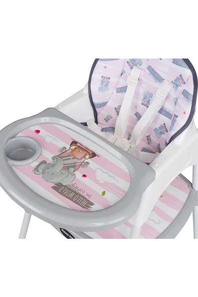 Maxi Taxi Feeding Fil Desenli 3 In 1 Mama Sandalyesi - Pembe - 2