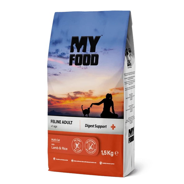 MY FOOD YETİŞKİN KEDİ KURU MAMASI KUZULU PİRİNÇLİ 1,5 KG