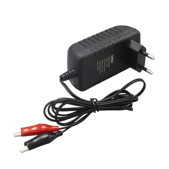 12V 1A Akü Şarj Cihazı Adaptörü Maşalı TÜM Akülü Arabalara Uyumlu   0970 - 3