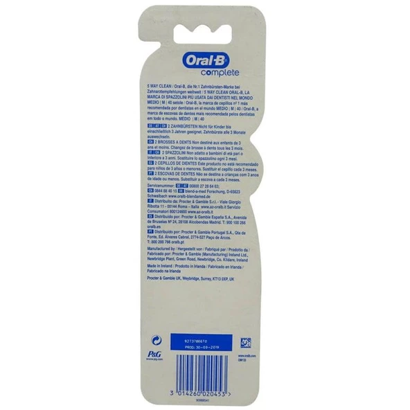 Oral-B Complete 5 yönlü Temizlik Diş Fırçası 40 Orta 1+1 - 2