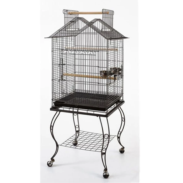 EuroGold Sehpalı Papağan Kafesi Siyah Dövme (51x51x139) ürün görseli