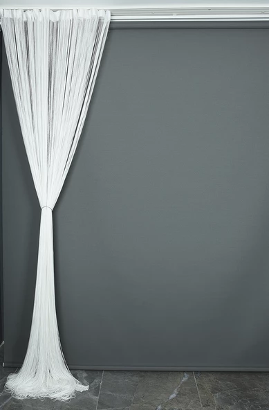 İP ZİNCİR KIRIK BEYAZ RENK EN 100 CM BOY 280 CM HAZIR DÜĞMELERİ DİKİLMİŞ İP PERDE - Resim 10