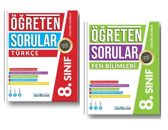 PRUVA AKADEMİ YAYINLARI 8.SINIF ÖĞRETEN SORULAR TÜRKÇE + FEN BİLİMLERİ