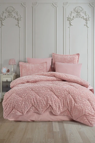 Clasy Babil Wellfsoft Jakar Çift Kişilik Uyku Seti Pudra - Resim 4