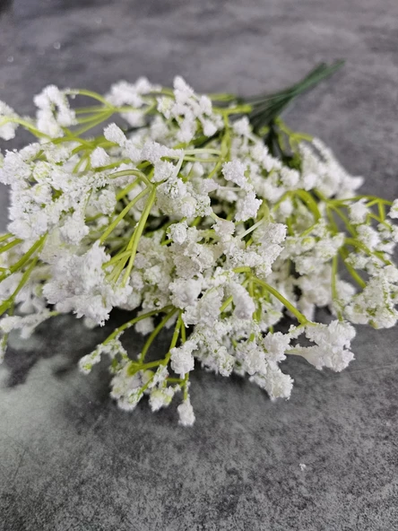 YASİMA 1Adet 35 cm 5 Dallı Beyaz Yapay  Cipso Vazo Dekor Aranjman Buket - Resim 2