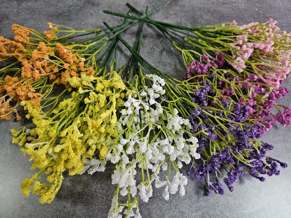 YASİMA 1Adet 35 cm 5 Dallı Beyaz Yapay  Cipso Vazo Dekor Aranjman Buket - Resim 4