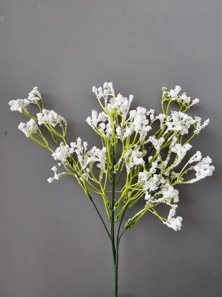 YASİMA 1Adet 35 cm 5 Dallı Beyaz Yapay  Cipso Vazo Dekor Aranjman Buket - Resim 3