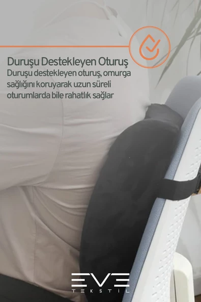 Oto Araç Sandalye Ofis Minderi Ortopedik Bel Minderi Fermuarlı Ortopedik Visco Sırt Yastığı - 6