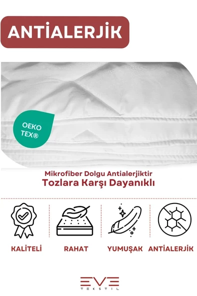 Kapitone Yüksek Kaliteli 4 Mevsim Kullanılabilir Microfiber Soft Çift Kişilik Antialerjik Yorgan - 5