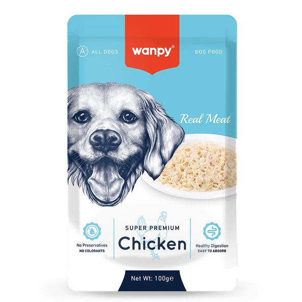 Wanpy 100g Pouch Tavuklu Yaş Köpek Maması 12 Adet