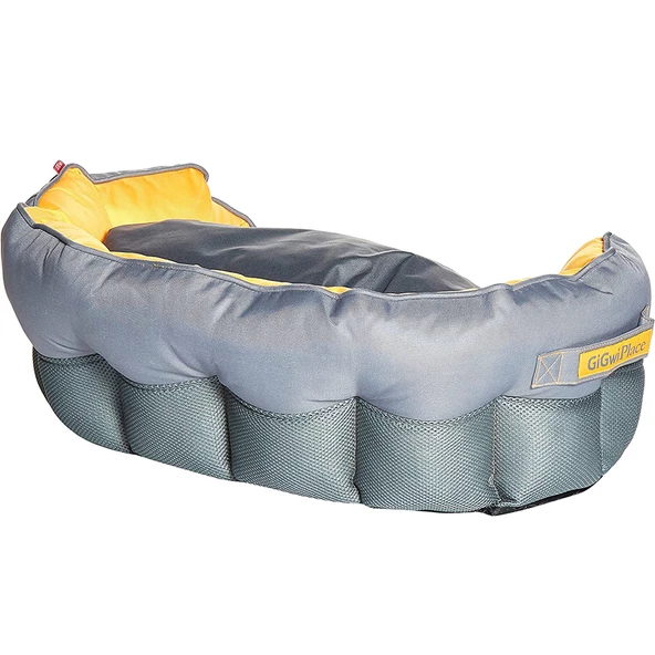 8264 Kanvas Kumaş Kedi Köpek Yatağı Gri-Turuncu M - 3