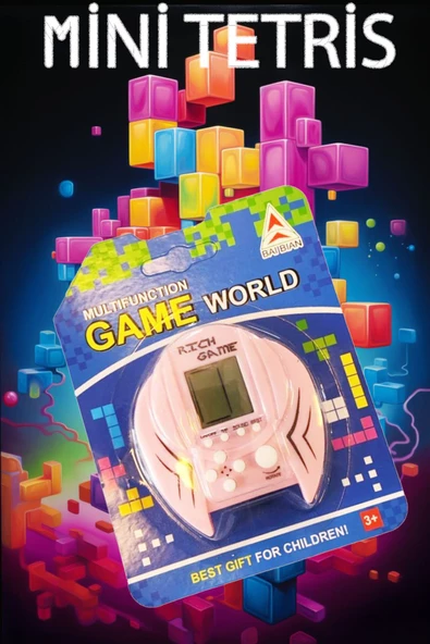 Ayver Nostaljik Tetris Oyuncağı Mini Cep Tetris Pil Dahil Model Pembe