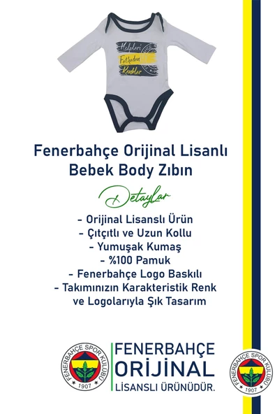 Fenerbahçe Orijinal Lisanslı Kalpleri Fetheden Renkler Bebek Body Zıbın Hediyelik Ahşap Kutulu - 9
