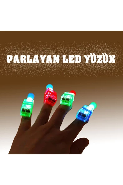 Ayver 4 ADET LED PARMAK IŞIKLARI PARTİ KONSER AKSEUSARI RENKLİ CANLI PARLAYAN LASTİK YÜZÜKLER 4 CM