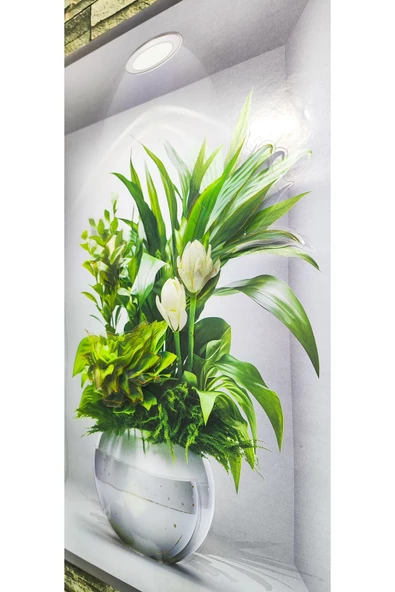 Ayver 3d Yapışkanlı Duvar Kağıdı Sticker 30x40 Cm Beyaz Çiçek Saksı Model - 3