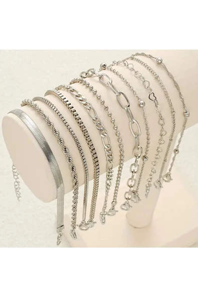 Ayver 1 ADET GÜMÜŞ RENK HEDİYELİK BİJUTERİ BİLEKLİK METAL