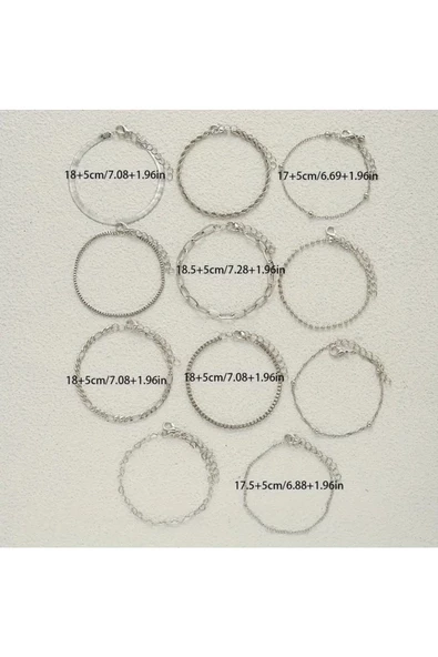 Ayver 1 ADET GÜMÜŞ RENK HEDİYELİK BİJUTERİ BİLEKLİK METAL - 5