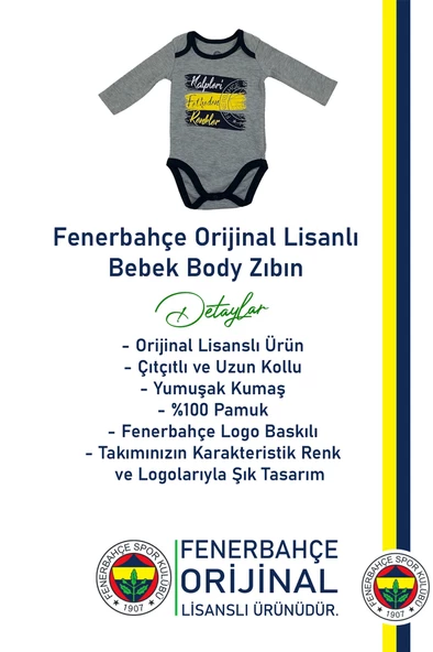 Fenerbahçe Orijinal Lisanslı Kalpleri Fetheden Renkler Bebek Body Zıbın - 2