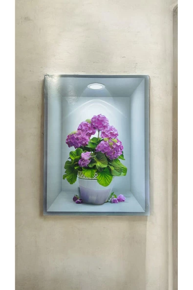 Ayver 3d Yapışkanlı Duvar Kağıdı Sticker 30x40 Cm Çiçekli Saksı Model