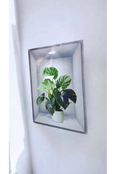 Ayver 3D YAPIŞKANLI DUVAR KAĞIDI STİCKER 30X40 CM BEYAZ SAKSI MODEL - 2