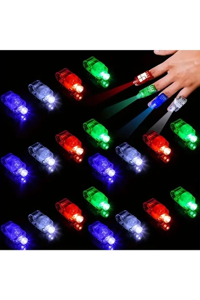 Ayver 4 ADET LED PARMAK IŞIKLARI PARTİ KONSER AKSEUSARI RENKLİ CANLI PARLAYAN LASTİK YÜZÜKLER 4 CM - 4