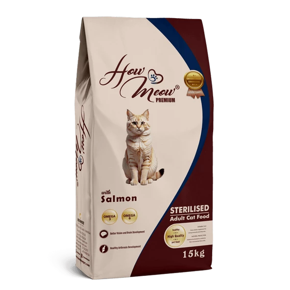 HOW MEOW KISIRLAŞTIRILMIŞ YETİŞKİN KEDİ KURU MAMASI SOMONLU 15 KG