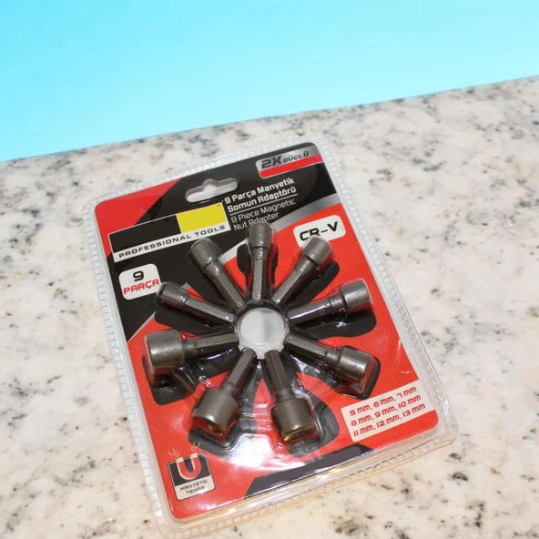 9 Parça Manyetik Somun Adaptörü Bits Lokma Adaptörü Seti 5-6-7-8-9-10-11-12-13 mm Cıvata Somun Lokma Bits Adaptör - 2