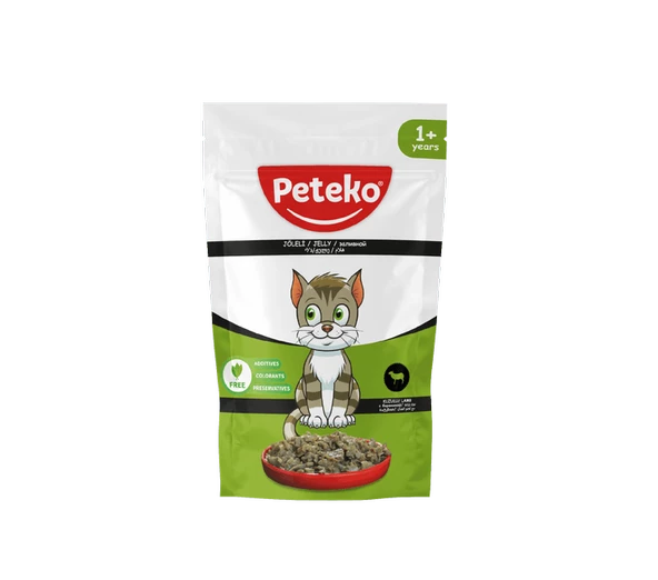 PETEKO 24 ADET JÖLELİ PARÇA ETLİ YETİŞKİN KEDİ YAŞ MAMASI KUZULU 85 GRAM