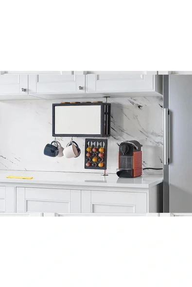 Baharat, Kapsul Nespresso, Bardak ve Mutfak Aksesuarları Düzenleyici Organizer Şık Ayna Kahve köşesi - Resim 2