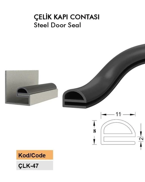 Contacall Çelik Kapı Fitili Çelik Kapı Contası Geçmeli Eşik Fitili 6 Metre Siyah - Resim 3