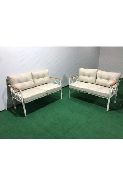 2+2 safir Balkon-bahçe-kafe-çay Seti-koltuk Takımı-oturma Grubu-ofis Koltuğu 2+2 beyaz profil demir