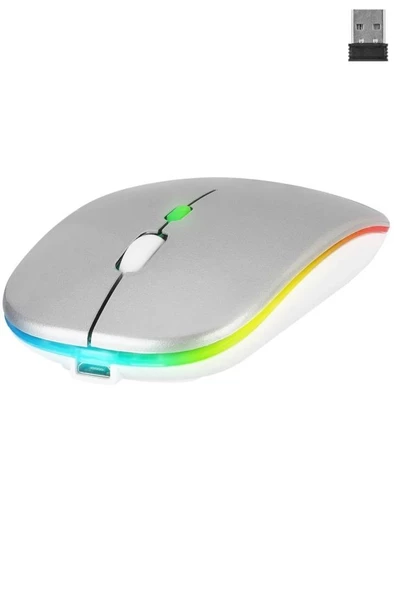 Everest Ledli Şarjlı Kablosuz Mouse Gümüş Smw-710 - 3