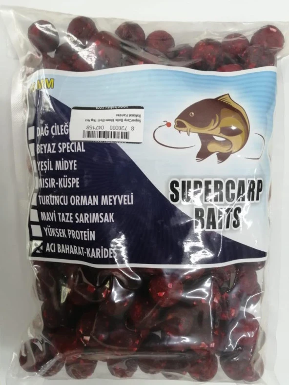 SuperCarp Baits 18mm Boili 1kg Acı Baharat Karides