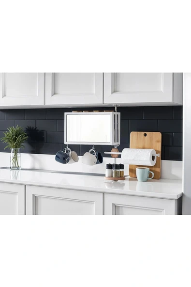 Baharat Havlu Bardak ve Mutfak Aksesuarları Düzenleyici Organizer Şık Ayna ve Döner Mekanizma - 2