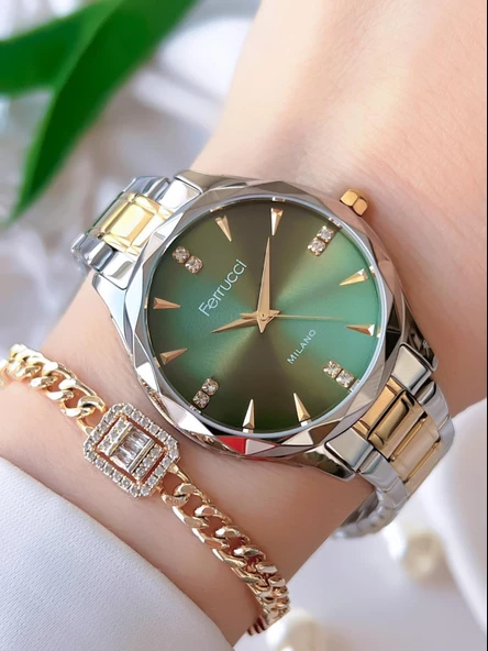 Ferrucci Kadın Kol Saati+Bileklik Özel Seri Çelik Kordon Kararma Renk Atma Yapmaz BİLEKTE.F.07.04 ürün görseli