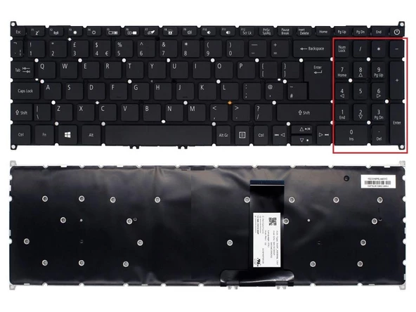 Acer Aspire 7 A715-42G-R016 NH.QE5EY.004 Notebook Klavyesi Tuş Takımı (Siyah TR) - 4