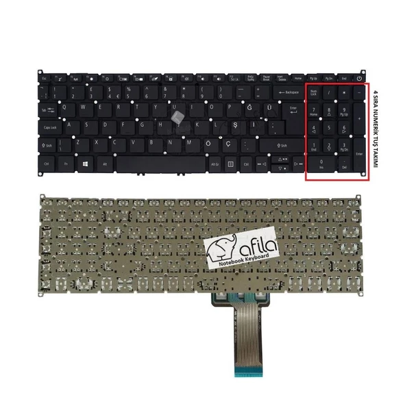 Acer Aspire 7 A715-42G-R016 NH.QE5EY.004 Notebook Klavyesi Tuş Takımı (Siyah TR) - 2