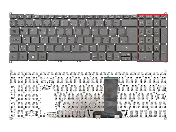 Acer Aspire 7 A715-42G-R016 NH.QE5EY.004 Notebook Klavyesi Tuş Takımı (Siyah TR) - 3