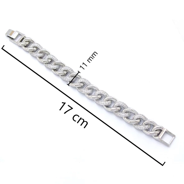 BZ 316L Çelik zirkon Taşlı Figaro Bileklik BLK-950 - 3