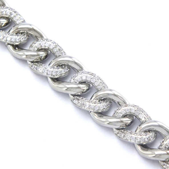 BZ 316L Çelik zirkon Taşlı Figaro Bileklik BLK-950 - 4