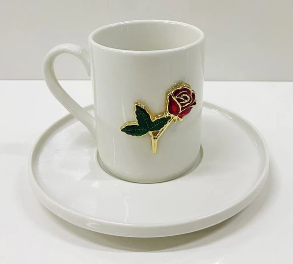 Kahve Fincan Takımı 2 Kişilik Gül Motif