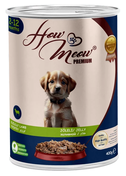 HOW MEOW 12 ADET PATE YAVRU KÖPEK YAŞ MAMASI KUZULU 400 GRAM