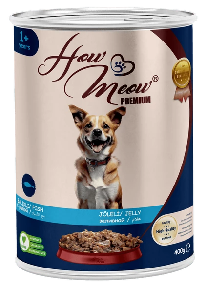 HOW MEOW 12 ADET JÖLELİ PARÇA ETLİ YETİŞKİN KÖPEK YAŞ MAMASI BALIKLI 400 GRAM